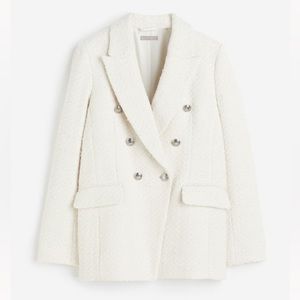 H&M cream double breasted blazer
